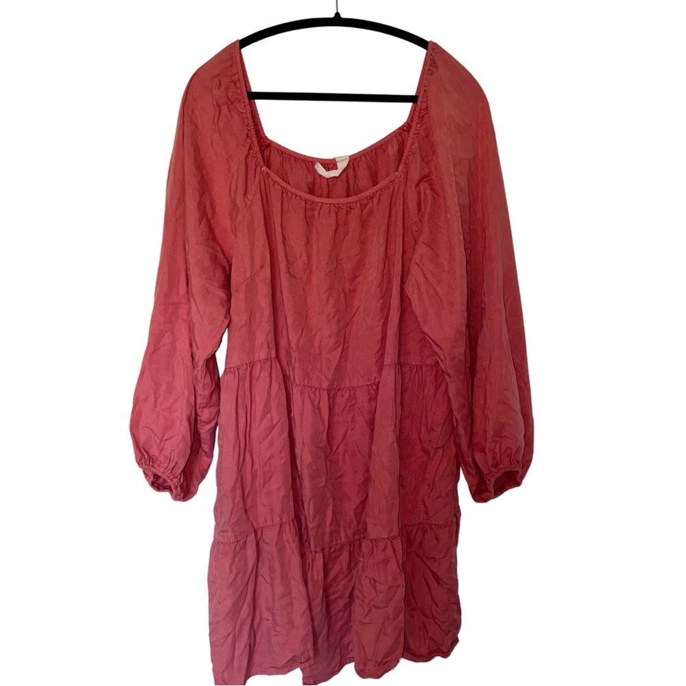 AMADI by Anthropologie Verity Tiered Tunic Dress Sz 2X Mauve Boho Flowy